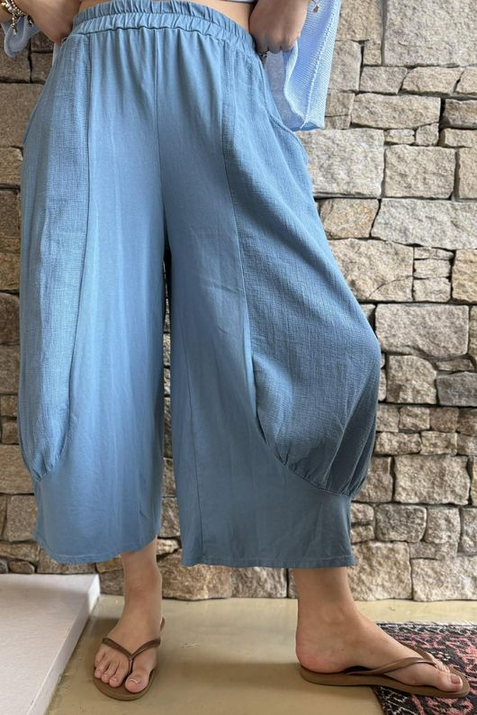 Jo Jo Quirky Hopsack Crop Pant Denim 